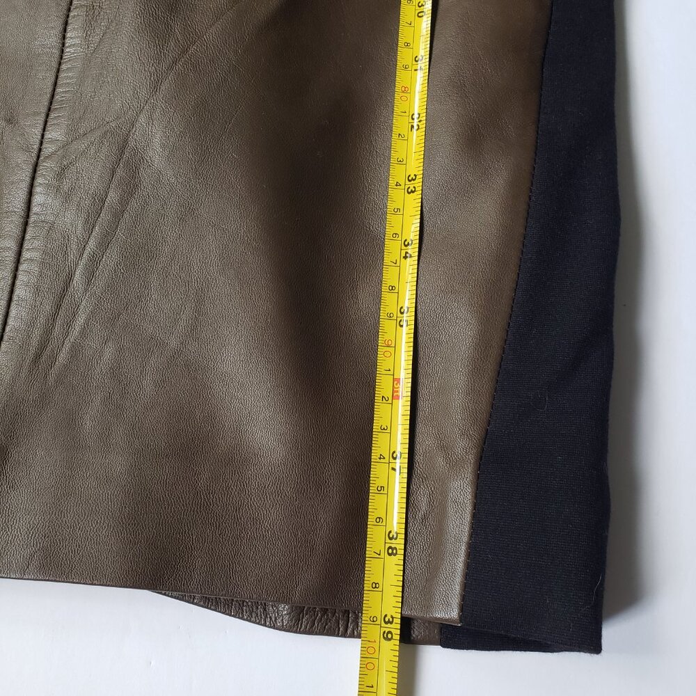 M&S Autograph Leather Sleeveless Brown Sheath Dress - Picture 6 of 11